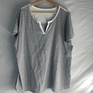 Lane Bryant Grey White Striped Knit Top 18/20